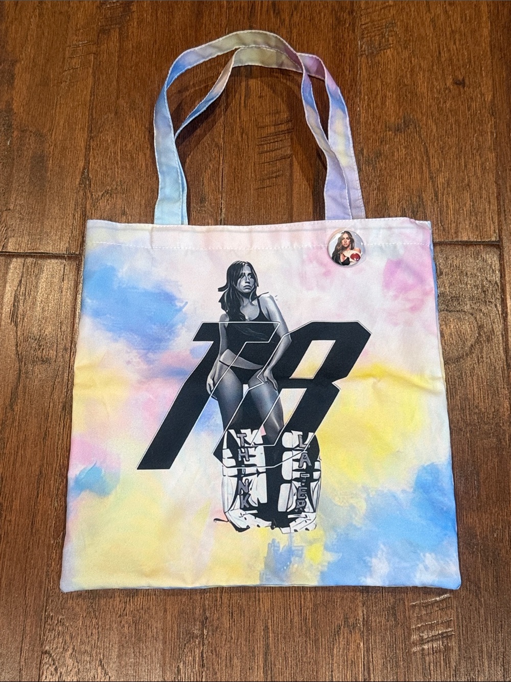 TATE MCRAE Thin Graphic Tie-Dye Tote Bag with T8 Artwork